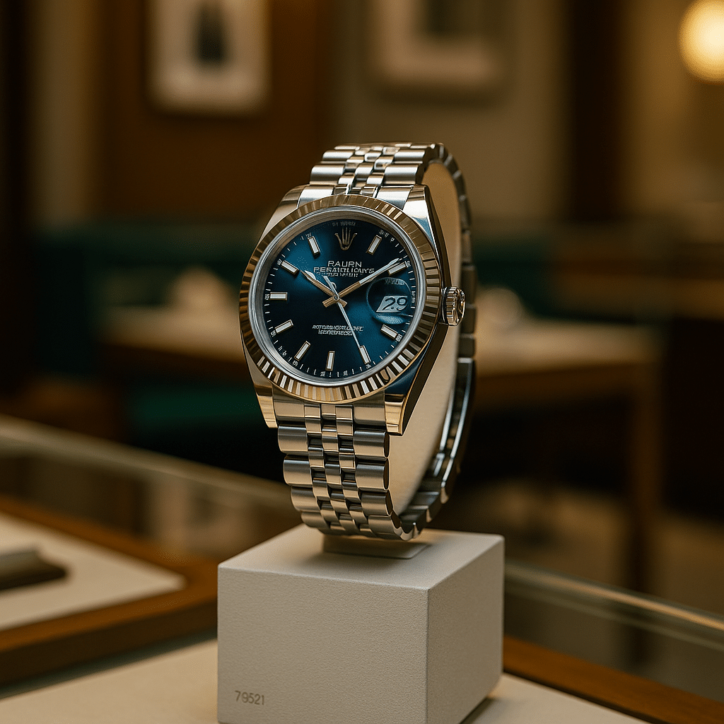 Rolex Submariner in Präsentationsbox bei warmem Tageslicht