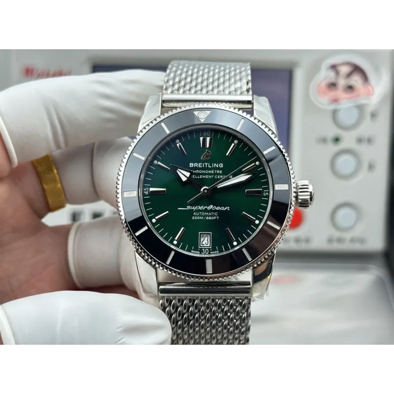 Breitling Superocean Heritage AB2010121L1A1 Replica - Gruenes Zifferblatt Milanaise-Armband