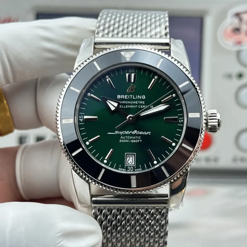 Breitling Superocean Heritage AB2010121L1A1 Replica - Gruenes Zifferblatt Milanaise-Armband