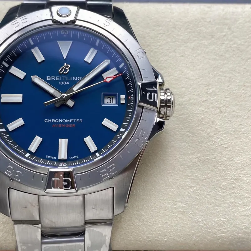 Breitling Avenger A17328101C1A1 Replica - Blaues Zifferblatt Geriffelte Luenette