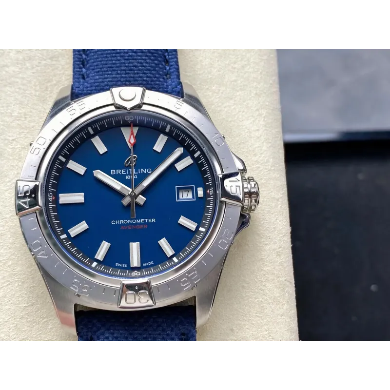 Breitling Avenger A17328101C1X1 Replica - Blaues Zifferblatt Geriffelte Luenette