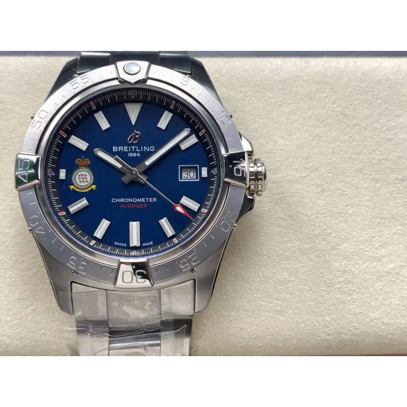 Breitling Avenger A173281A1C1A1 Replica - Blaues Zifferblatt Geriffelte Luenette