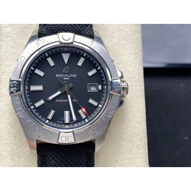 Breitling Avenger A17328101B1X1 Replica - Schwarzes Zifferblatt Geriffelte Luenette