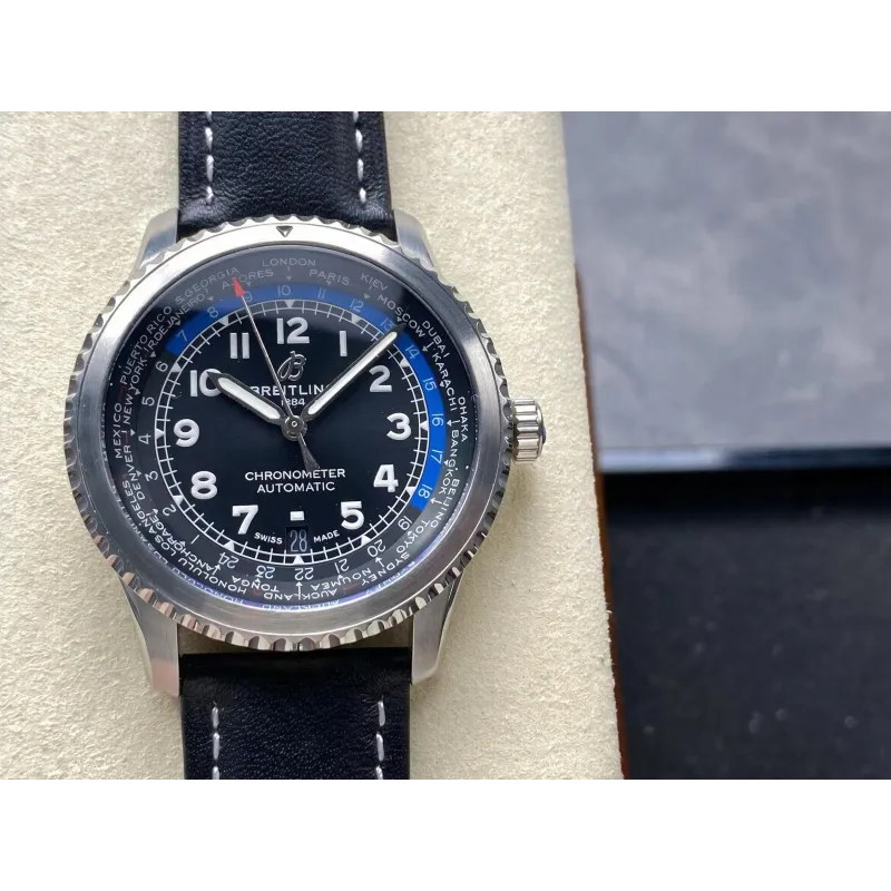 Breitling Navitimer 8 B35 Unitime 41 AB3521U41B1P1 Replica - Schwarzes Zifferblatt Edelstahl
