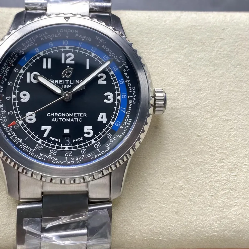 Breitling Aviator 8 B35 Automatic Unitime 43 AB3521U41B1A1 Replica - Schwarzes Zifferblatt