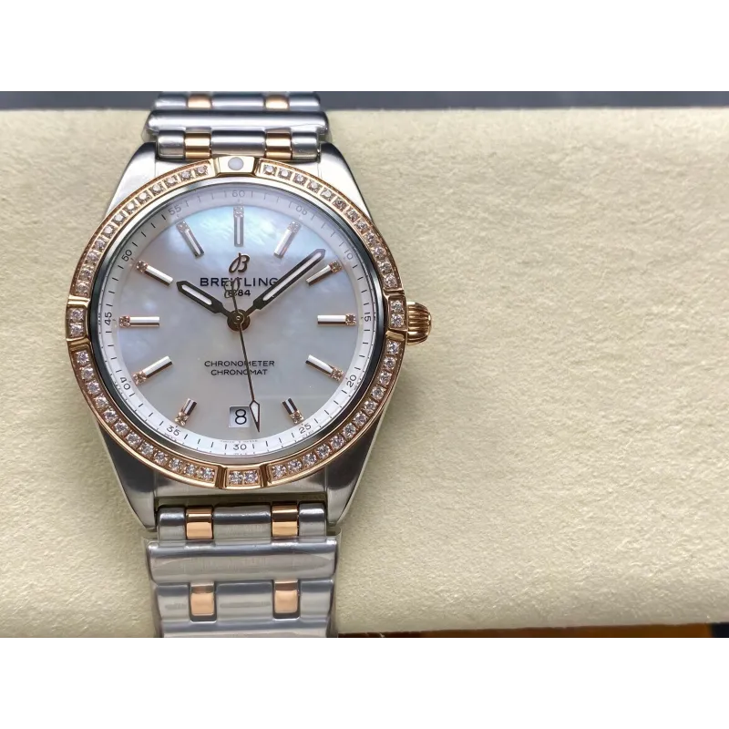 Breitling Chronomat Damen U10380591A2U1 Replica - Perlmutt-Zifferblatt Geriffelte Luenette