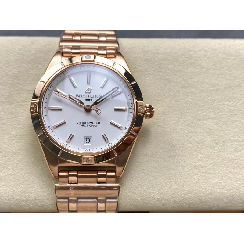 Breitling Chronomat Damen R10380101A1R1 Replica - Weisses Zifferblatt Geriffelte Luenette