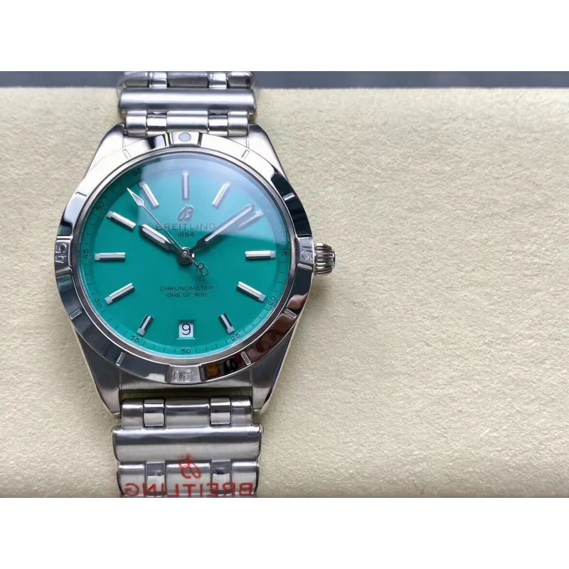 Breitling Chronomat Damen A103801A1L1A1 Replica - Tuerkises Zifferblatt Geriffelte Luenette