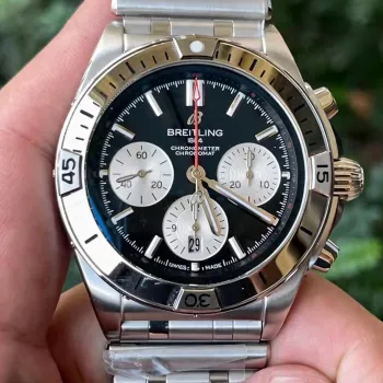 Breitling Chronomat AB0134101B1A1 Replica - Schwarzes Zifferblatt Geriffelte Luenette