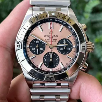 Breitling Chronomat AB0134101K1A1 Replica - Beige Geriffelte Luenette