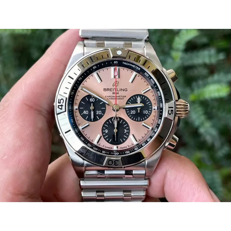 Breitling Chronomat AB0134101K1A1 Replica - Beige Geriffelte Luenette