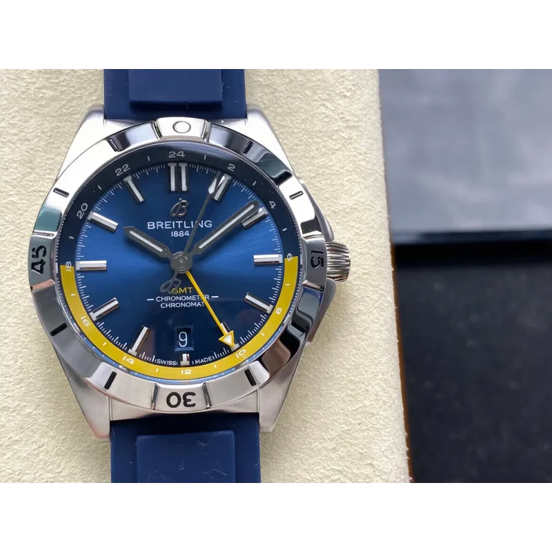 Breitling Chronomat A323981A1C1A1 Replica - Blaues Zifferblatt Geriffelte Luenette