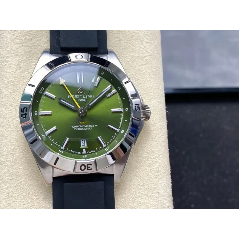 Breitling Chronomat A32398A11L1A1 Replica - Olivgruenes Zifferblatt Geriffelte Luenette