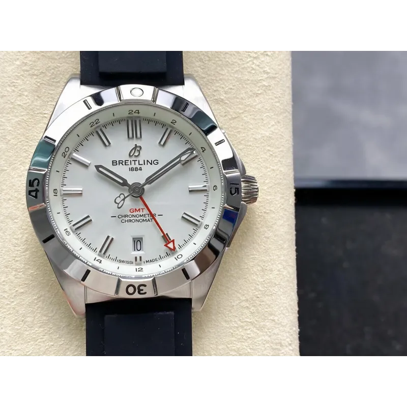 Breitling Chronomat A32398101A1A1 Replica - Weisses Zifferblatt Geriffelte Luenette