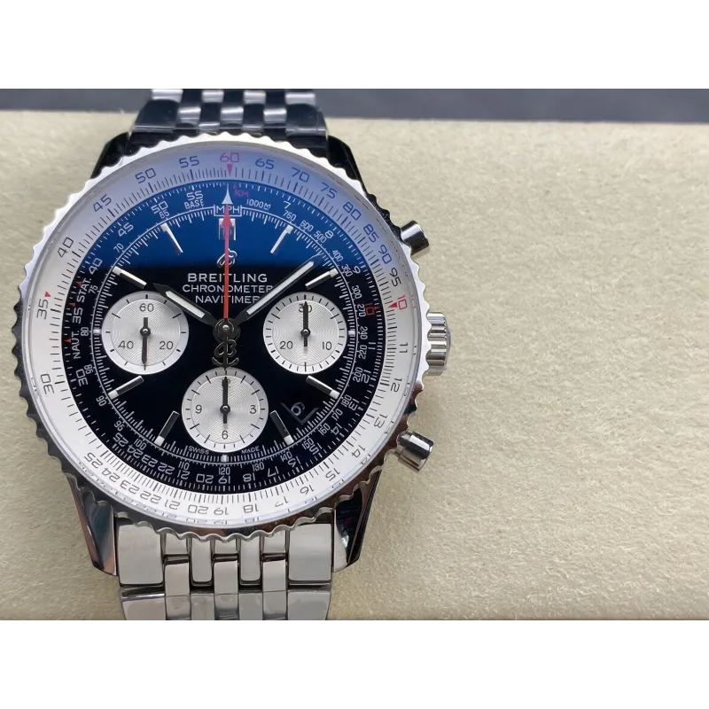 Breitling Navitimer AB0121211B1A1 Replica - Schwarzes Zifferblatt Geriffelte Luenette