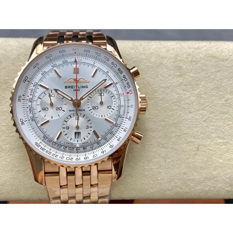 Breitling Navitimer RB0139211G1R1 Replica - Silbernes Zifferblatt Geriffelte Luenette