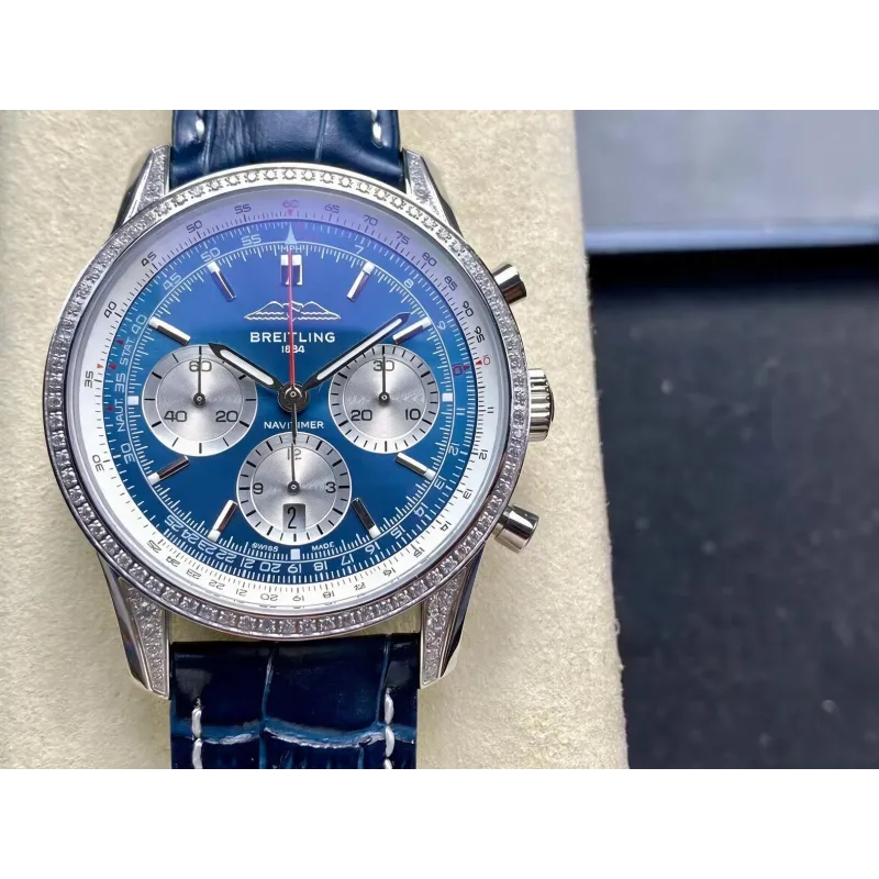 Breitling Navitimer AB0139631C1P1 Replica - Blaues Zifferblatt Geriffelte Luenette