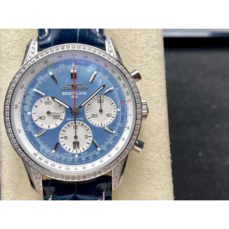 Breitling Navitimer AB01396A1C1P1 Replica - Perlmutt-Zifferblatt Geriffelte Luenette