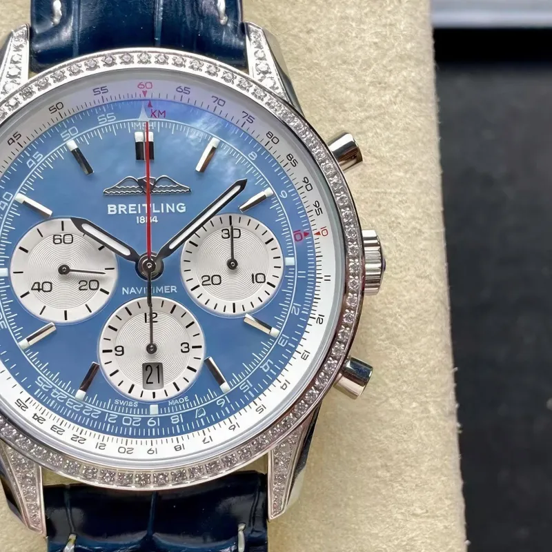 Breitling Navitimer AB01396A1C1P1 Replica - Perlmutt-Zifferblatt Geriffelte Luenette