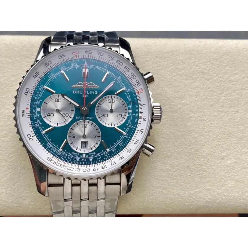 Breitling Navitimer AB0137211C1A1 Replica - Blaues Zifferblatt Geriffelte Luenette