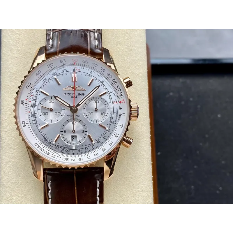 Breitling Navitimer RB0139211G1P1 Replica - Silbernes Zifferblatt Geriffelte Luenette