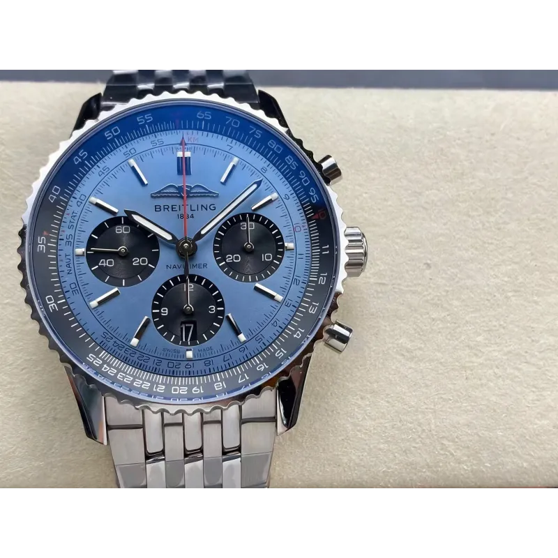 Breitling Navitimer AB0138241C1A1 Replica - Blaues Zifferblatt Geriffelte Luenette