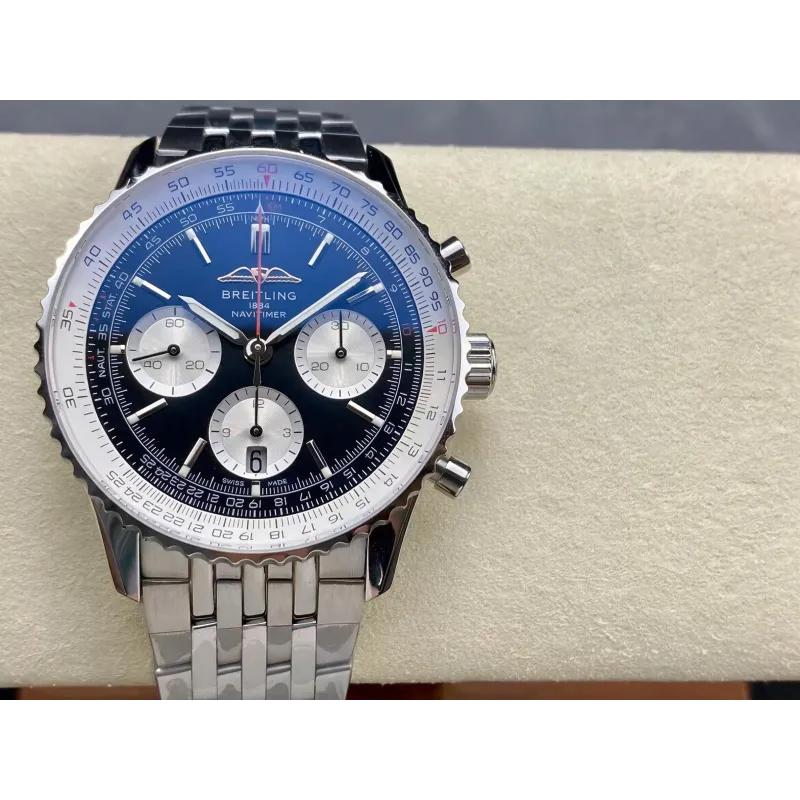 Breitling Navitimer AB0138211B1A1 Replica - Schwarzes Zifferblatt Geriffelte Luenette