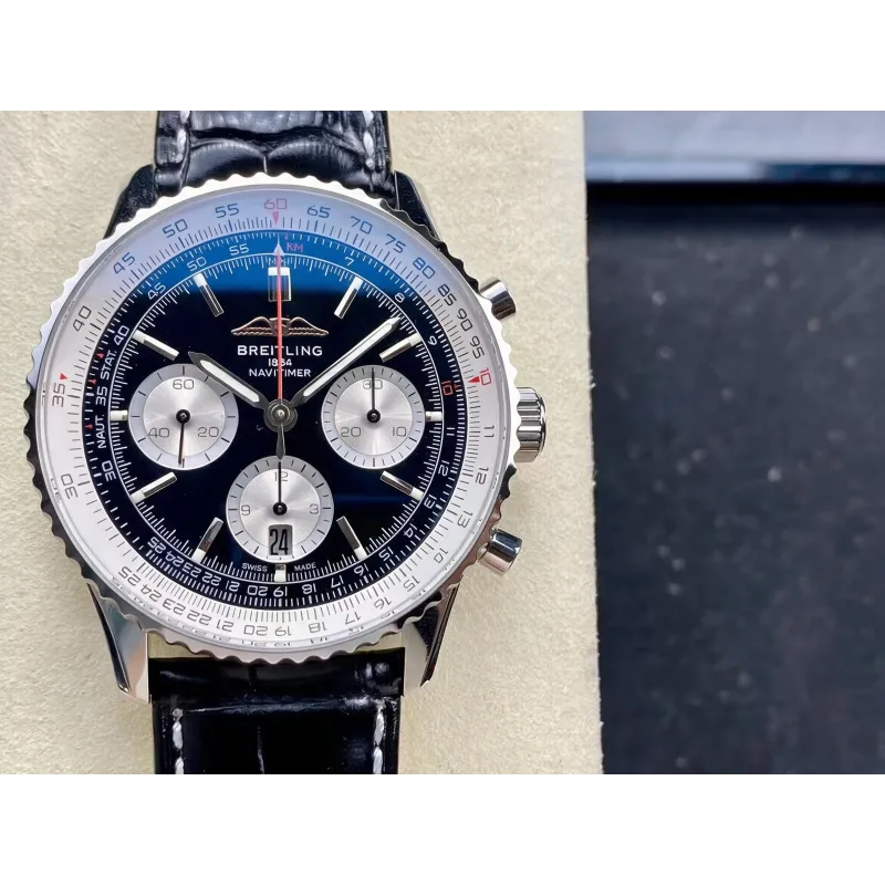 Breitling Navitimer AB0137211B1P1 Replica - Schwarzes Zifferblatt Geriffelte Luenette