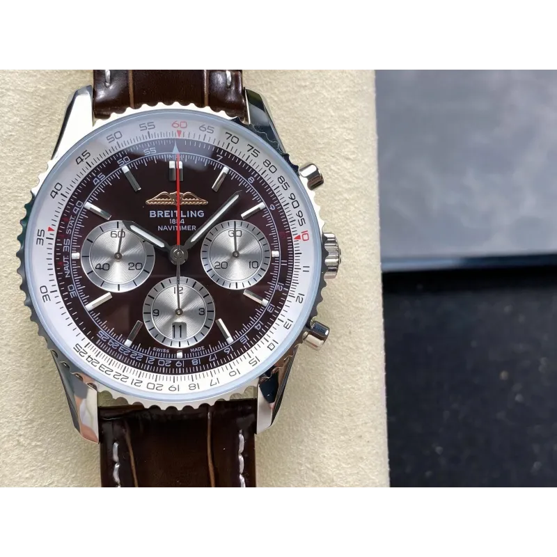 Breitling Navitimer AB01372A1Q1P1 Replica - Braunes Zifferblatt Geriffelte Luenette