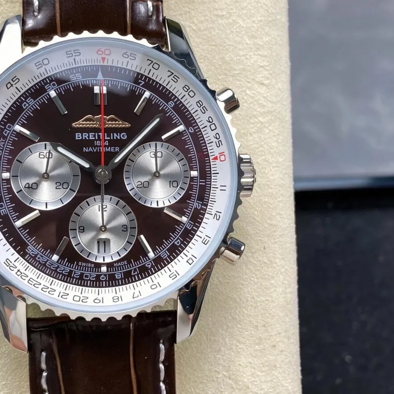 Breitling Navitimer AB01372A1Q1P1 Replica - Braunes Zifferblatt Geriffelte Luenette
