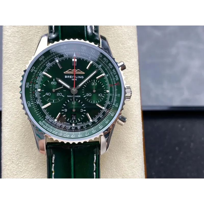 Breitling Navitimer AB01382B1L1P1 Replica - Gruenes Zifferblatt Geriffelte Luenette