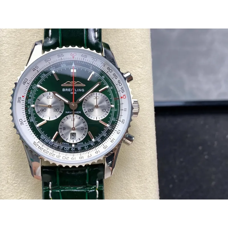 Breitling Navitimer AB01384C1L1P1 Replica - Gruenes Zifferblatt Geriffelte Luenette