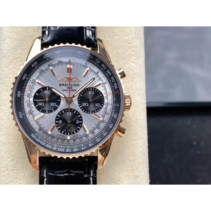 Breitling Navitimer RB0137241G1P1 Replica - Silbernes Zifferblatt Geriffelte Luenette