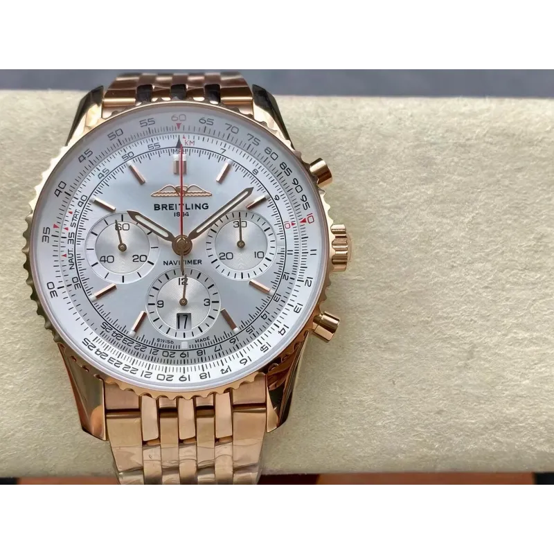 Breitling Navitimer RB0139211G1R1 Replica - Silbernes Zifferblatt Geriffelte Luenette