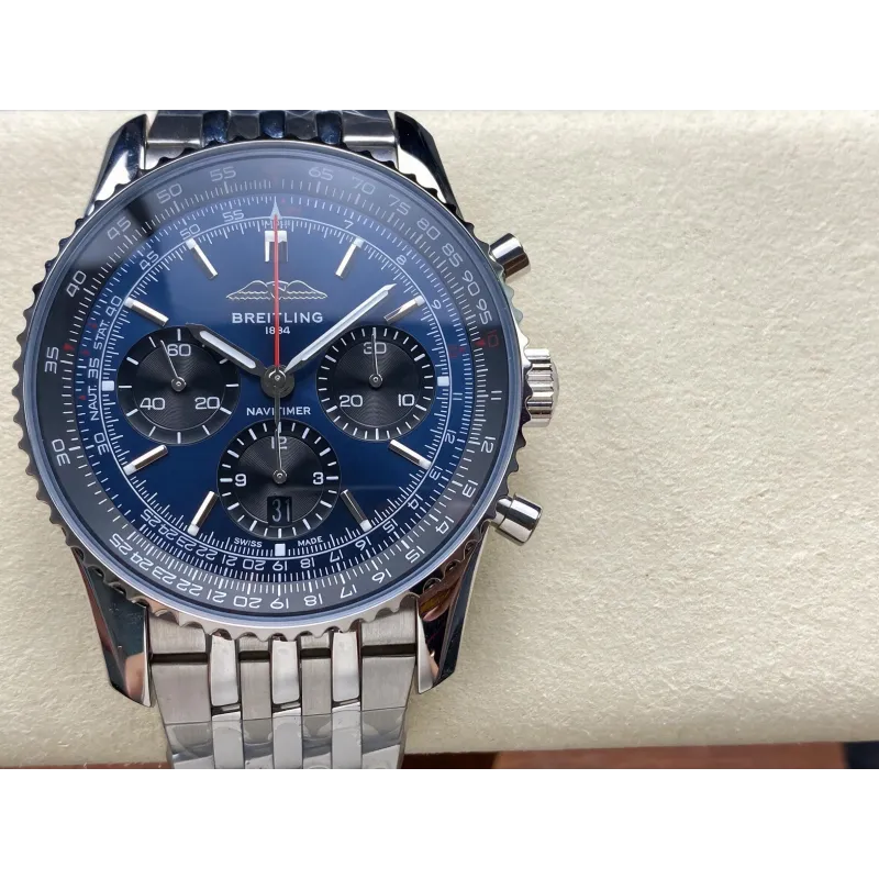 Breitling Navitimer AB0139241C1A1 Replica - Blaues Zifferblatt Geriffelte Luenette