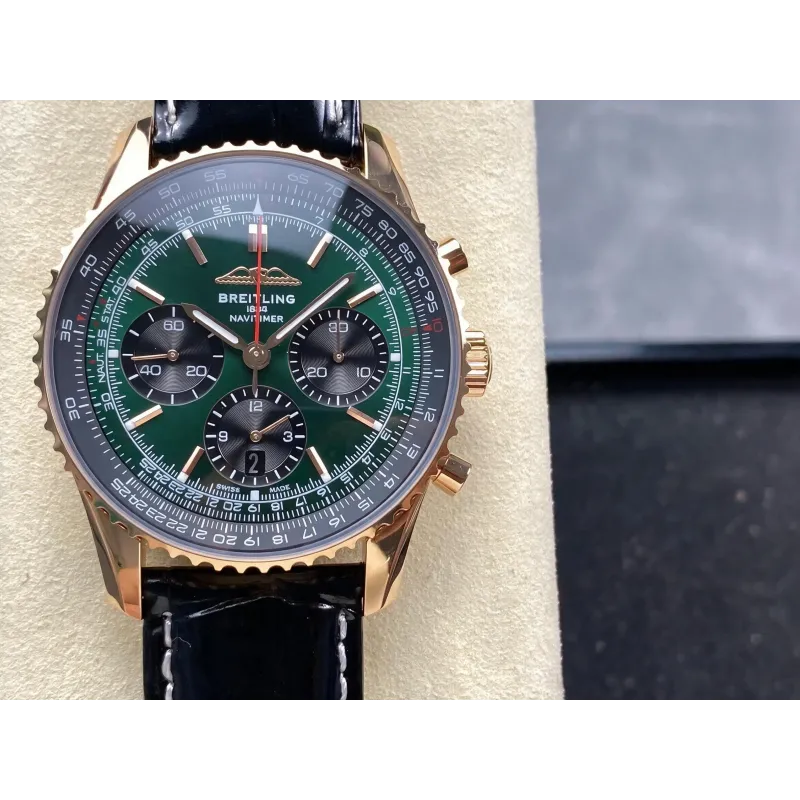 Breitling Navitimer RB0137241L1P1 Replica - Gruenes Zifferblatt Geriffelte Luenette