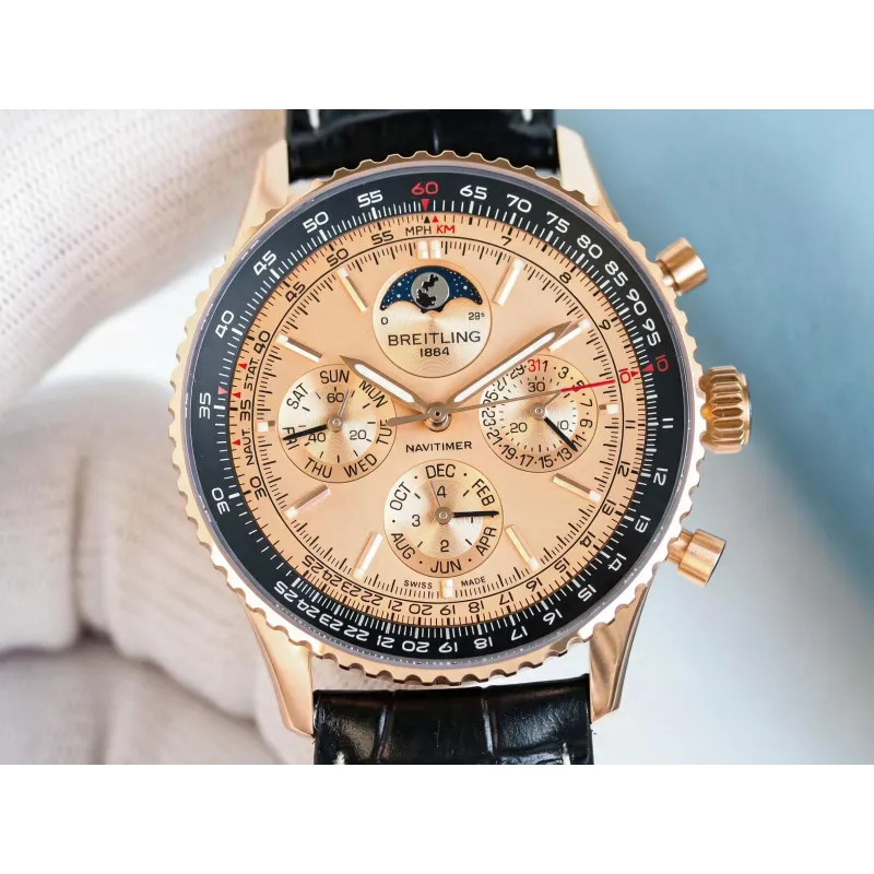 Breitling Navitimer RB19101A1H1P1 Replica - Rose Gold Geriffelte Luenette