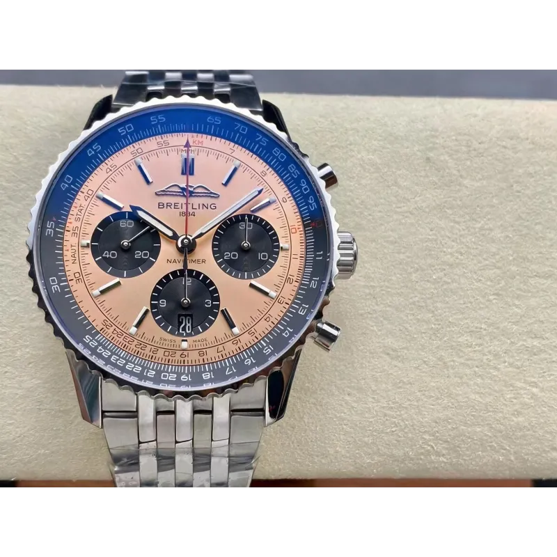Breitling Navitimer AB0138241K1A1 Replica - Copper Geriffelte Luenette