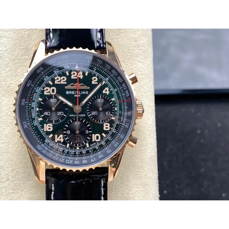 Breitling Navitimer RB12302A1L1P1 Replica - Gruenes Zifferblatt Geriffelte Luenette
