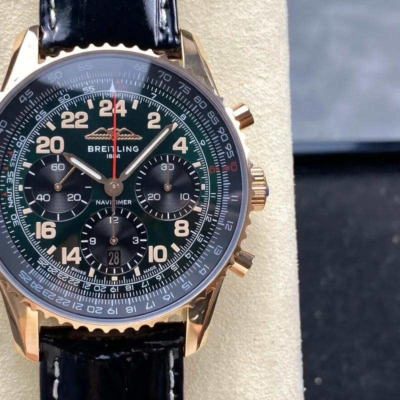 Breitling Navitimer RB12302A1L1P1 Replica - Gruenes Zifferblatt Geriffelte Luenette