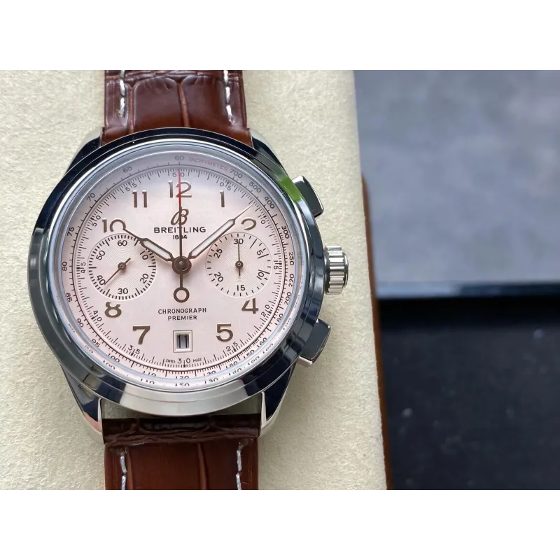 Breitling Premier B01 Chronograph 42 AB0145211G1P2 Replica - Silbernes Zifferblatt Edelstahl