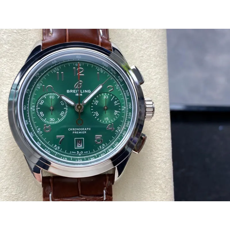 Breitling Premier B01 Chronograph 42 AB0145371L1P1 Replica - Gruenes Zifferblatt Edelstahl