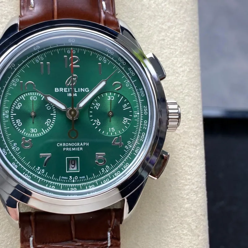 Breitling Premier B01 Chronograph 42 AB0145371L1P1 Replica - Gruenes Zifferblatt Edelstahl