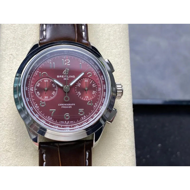 Breitling Premier B09 Chronograph 40 AB0930D41K1P1 Replica - Rotes Zifferblatt Edelstahl