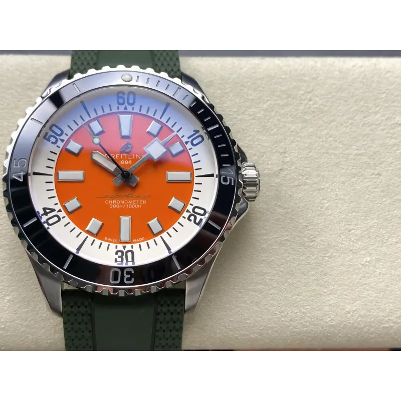 Breitling Superocean 42 A173751A1O1S1 Replica - Orangefarbenes Zifferblatt Kautschukarmband