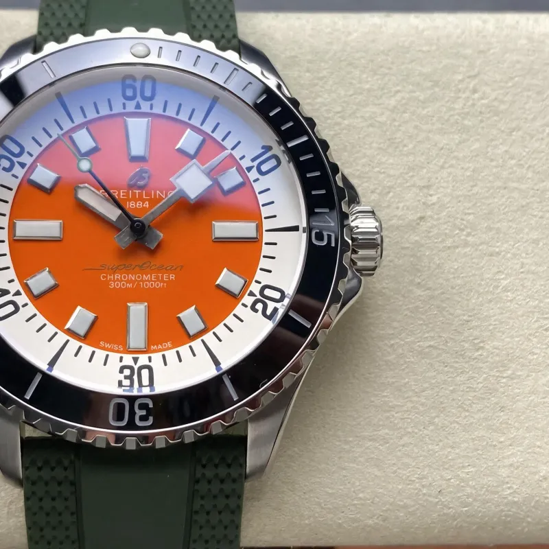 Breitling Superocean 42 A173751A1O1S1 Replica - Orangefarbenes Zifferblatt Kautschukarmband