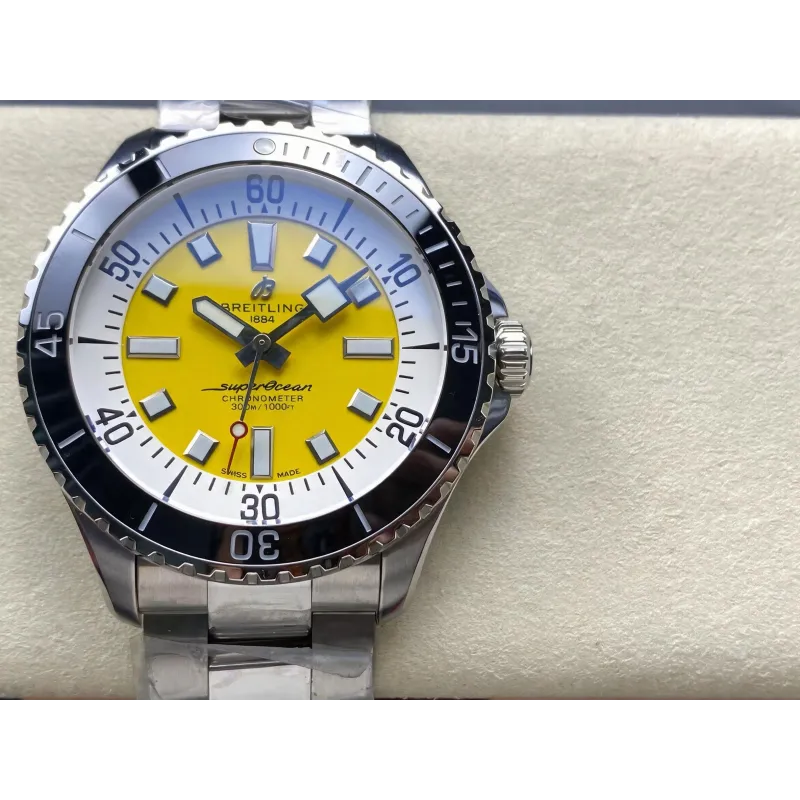 Breitling Superocean A17375211I1A1 Replica - Gelbes Zifferblatt Steel Link Bracelet