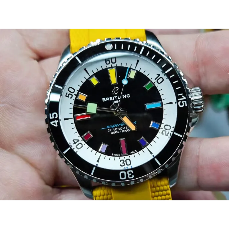 Breitling Superocean A17375211B2S4 Replica - Schwarzes Zifferblatt Geriffelte Luenette