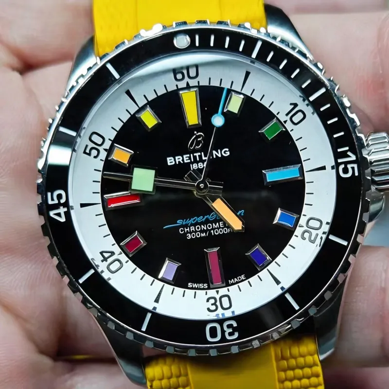 Breitling Superocean A17375211B2S4 Replica - Schwarzes Zifferblatt Geriffelte Luenette