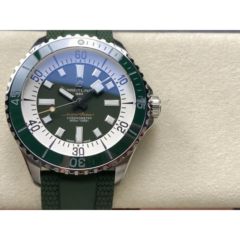 Breitling Superocean 42 A17375A31L1S1 Replica - Gruenes Zifferblatt Kautschukarmband